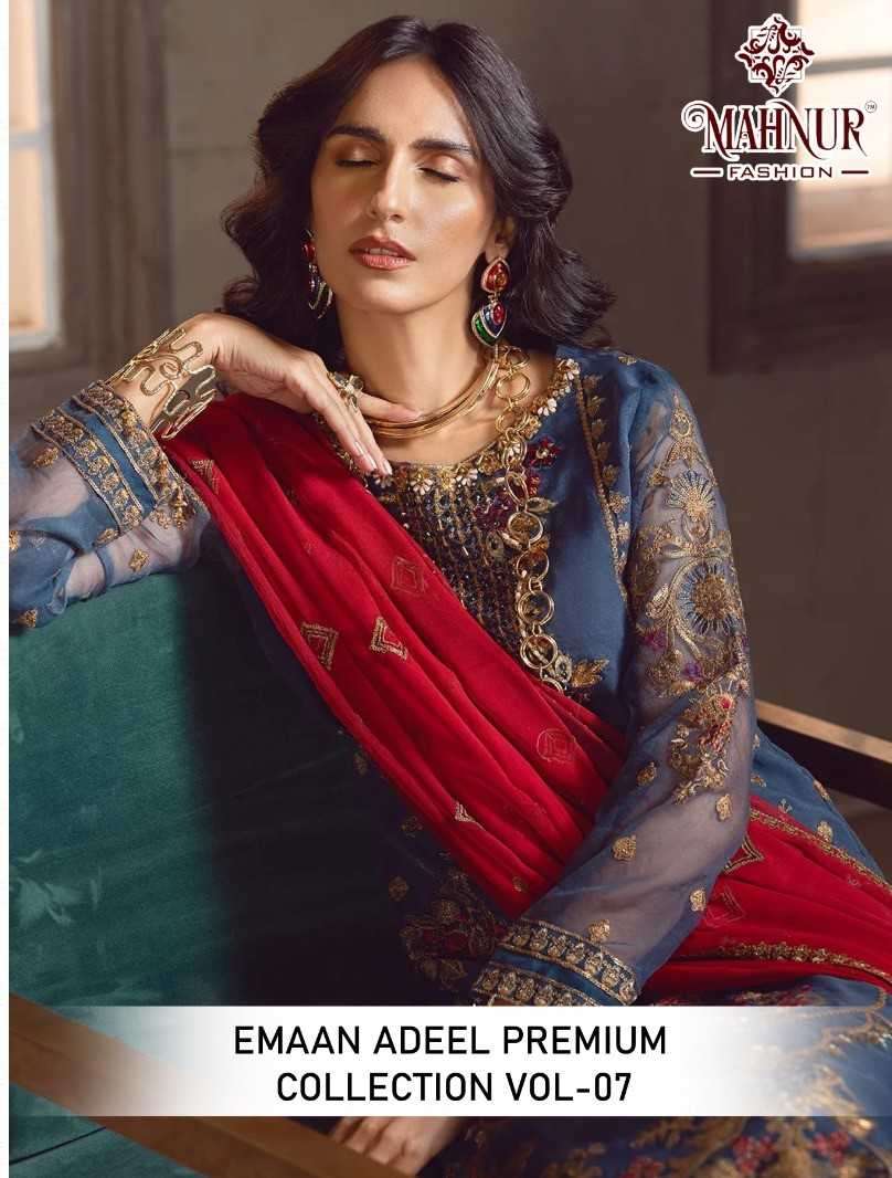 mahnur emaan adeel premium collection vol 7 series 7001-7003 heavy georgette suit 
