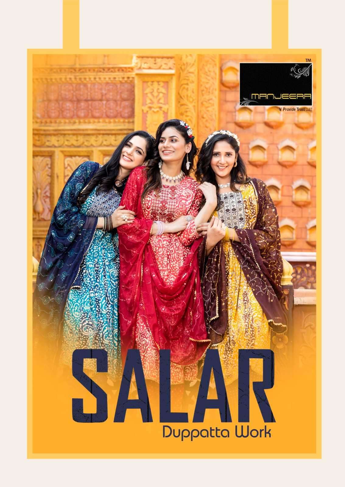 manjeera salar series 101-108 rayon readymade suit 