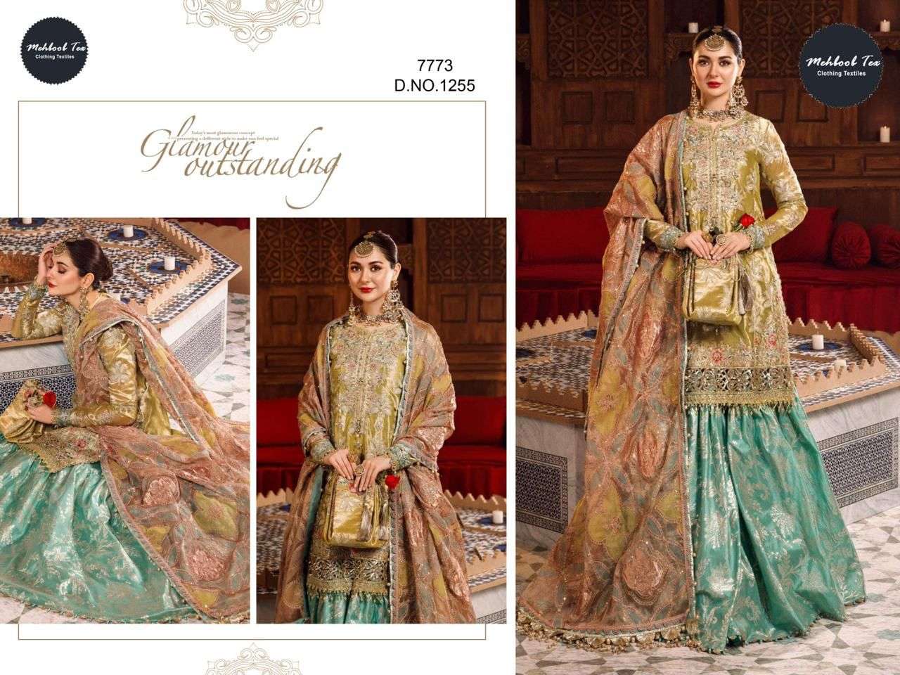mehboob tex 1255 organza embroidered suit 