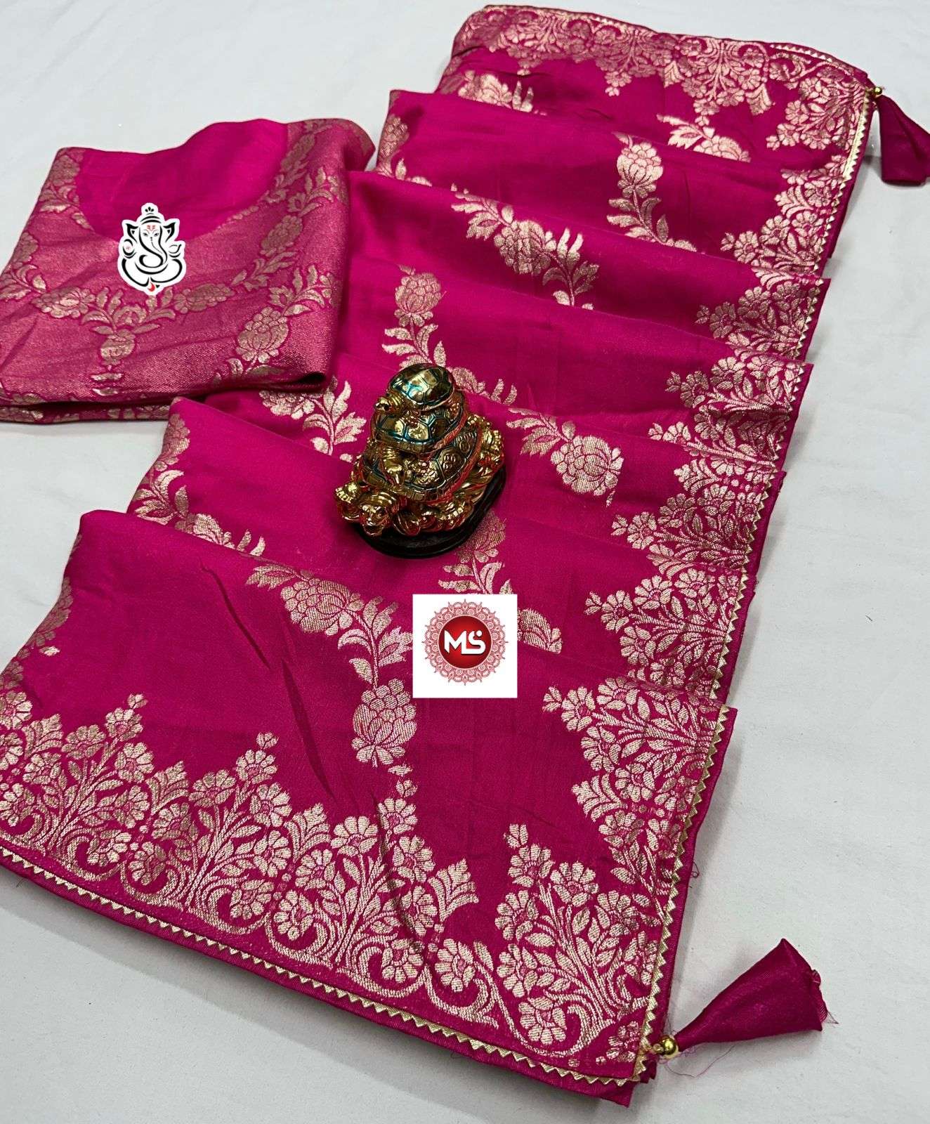 ms brand designer Beautiful viscose jacquard zari weaving c.Pallu silk saree