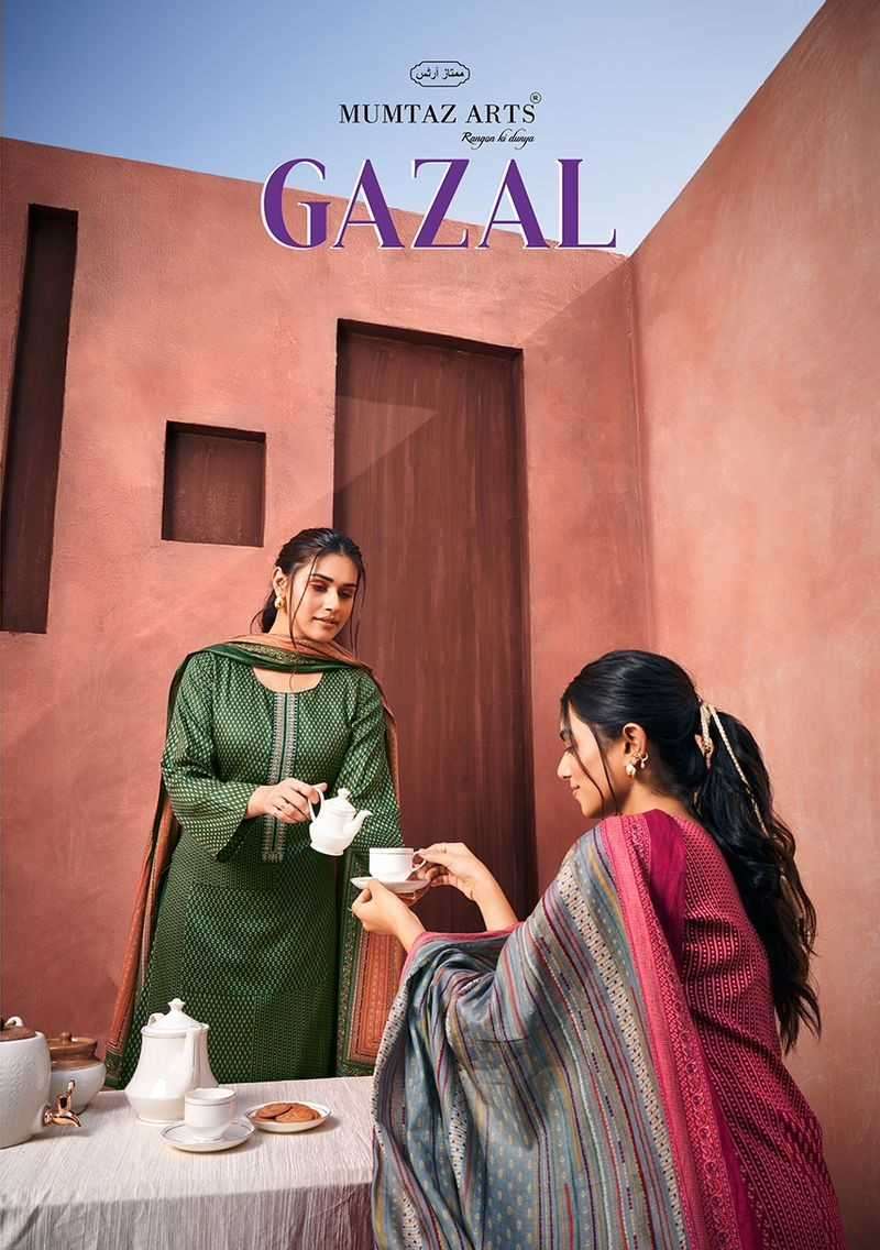 mumtaz arts gazal series 3001-3006 pure viscose jam satin suit 