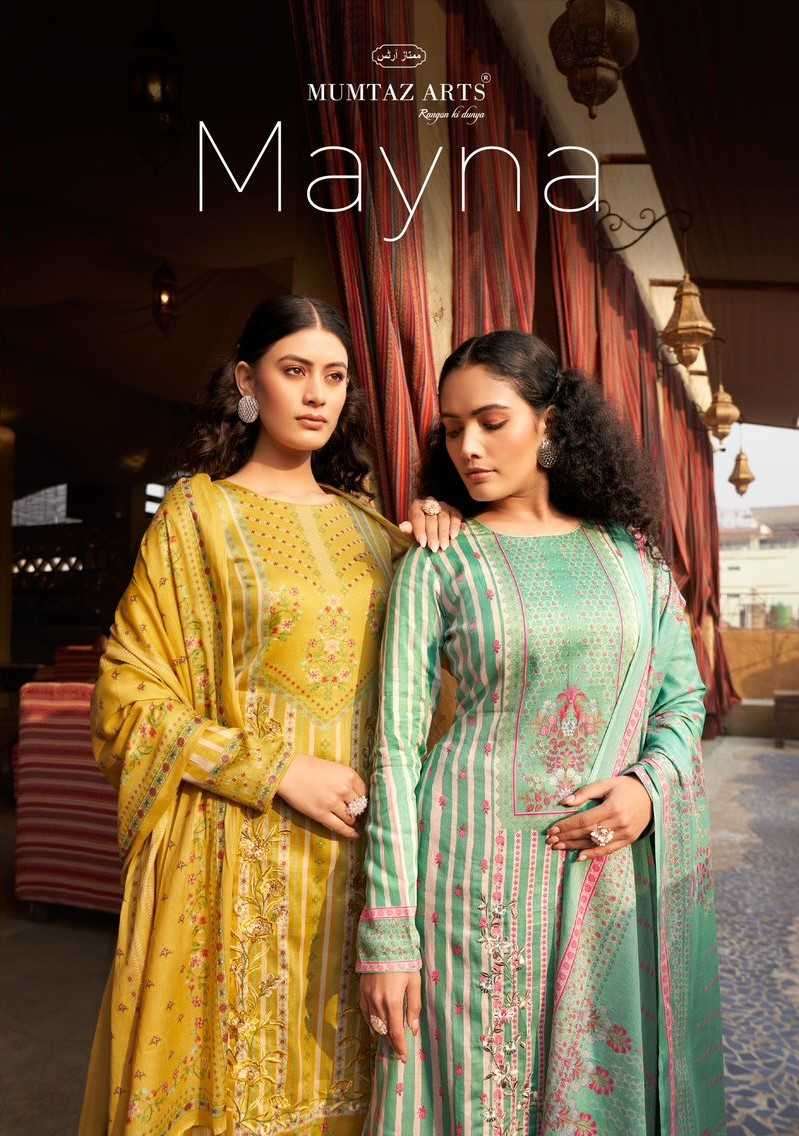 mumtaz arts mayna series 10001-10006 pure viscose jam satin suit 