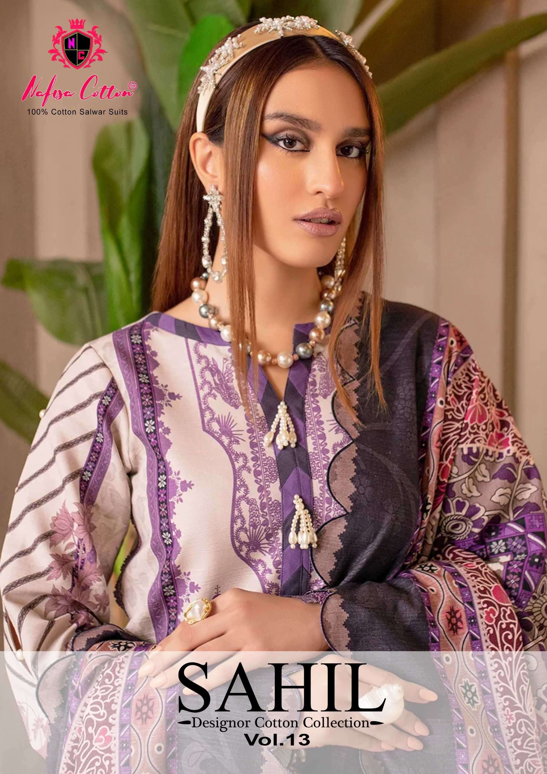 nafisa cotton sahil vol 13 series 13001-13010 pure cotton suit 