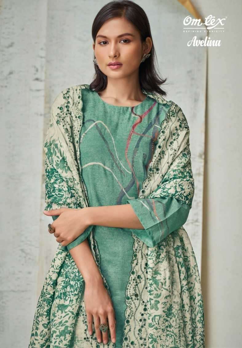 omtex avelina series 3791 linen cotton digital print suit 