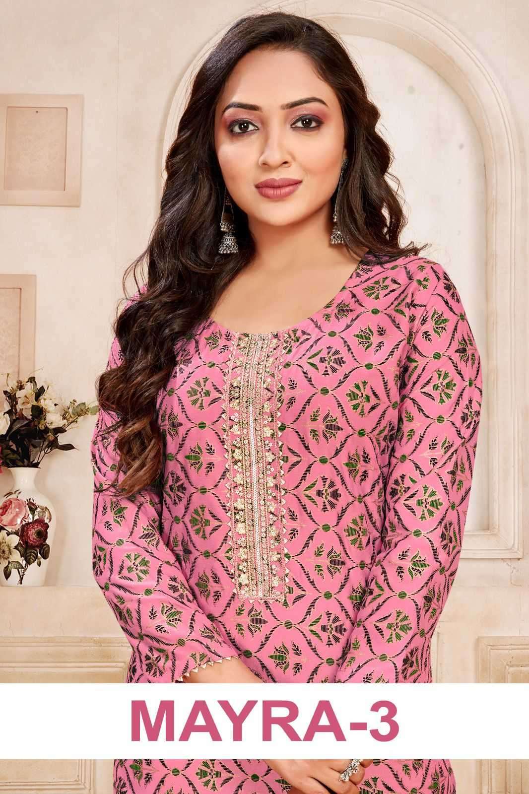pr mayra vol 3 stitched gold print straight kurti in plus sizes