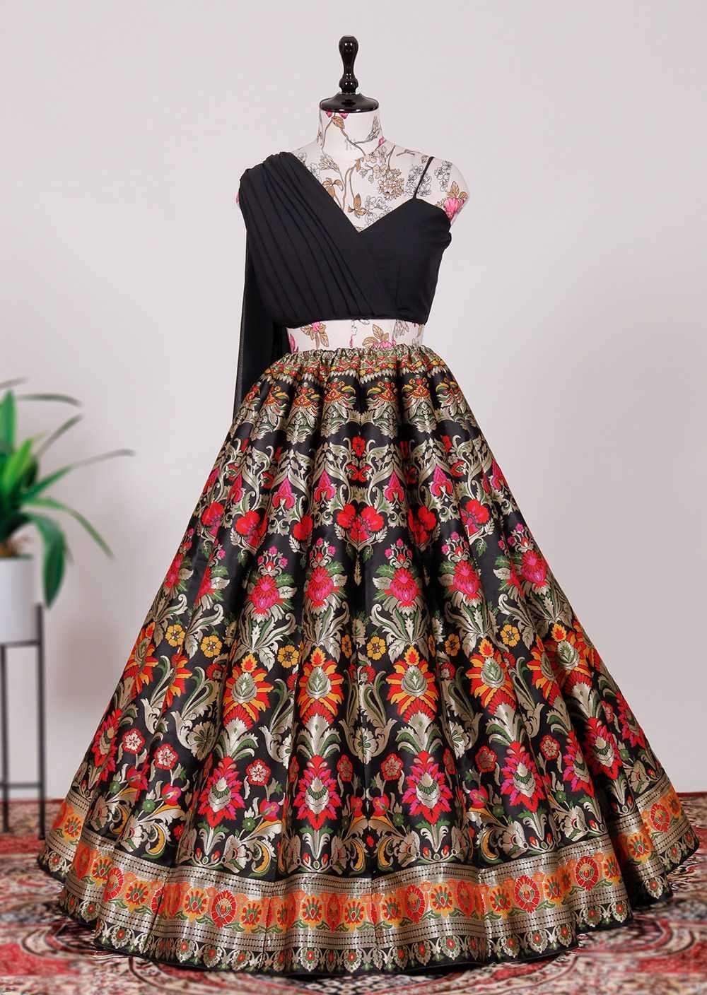 pr nnk2018 elegant semistitch lehnega blouse with attach dupatta