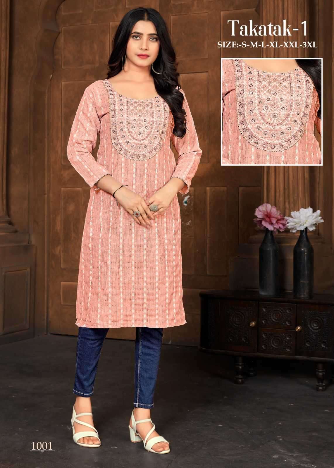 pr takatak vol 1 series 1001-1004 slub cotton kurti 