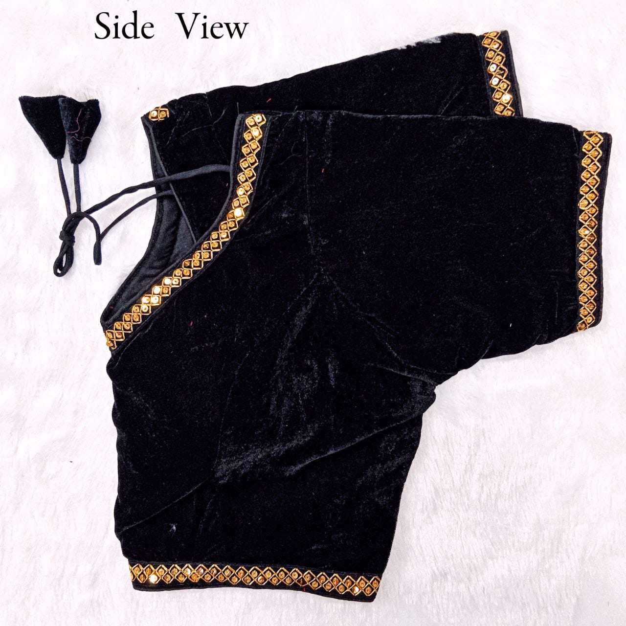 pr velvet lace readymade sequence work blouse designs