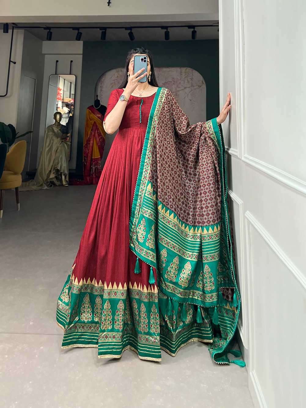 pr ynf5007 traditional wear fullstitch long gown with dupatta