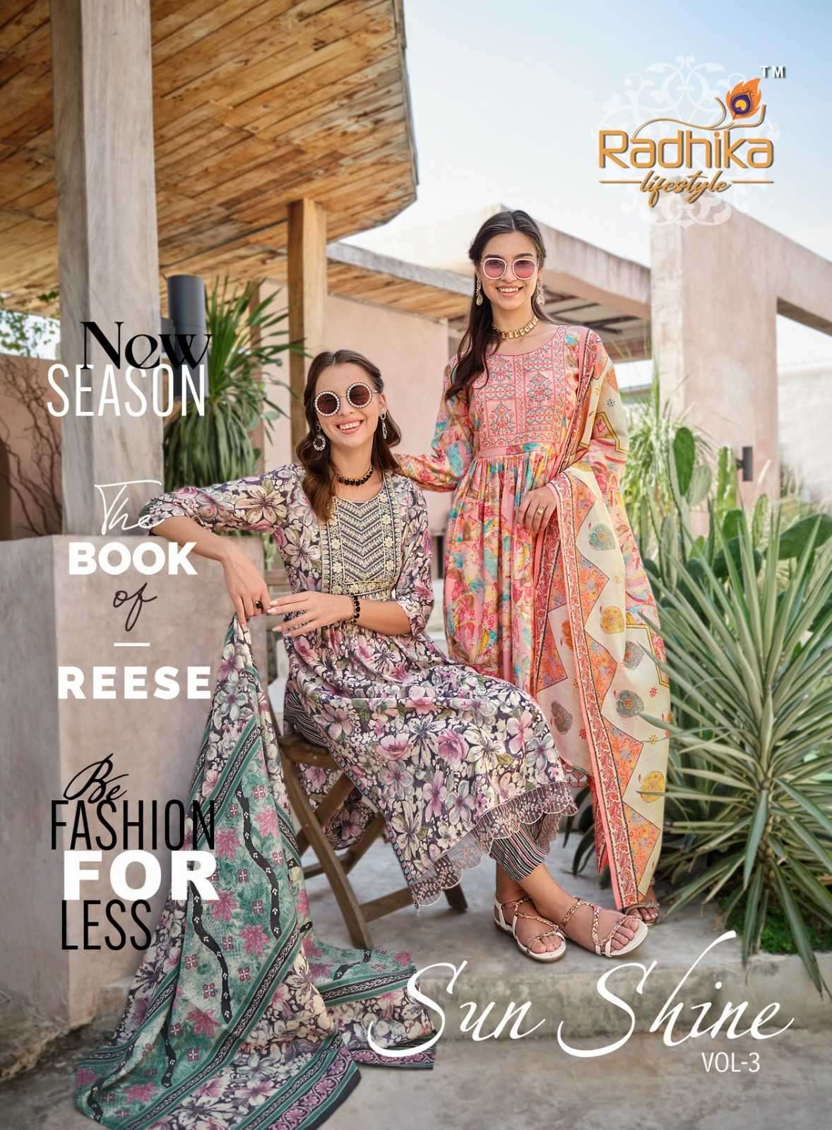 radhika sun shine vol 3 series 3001-3008 pure modal readymade suit 