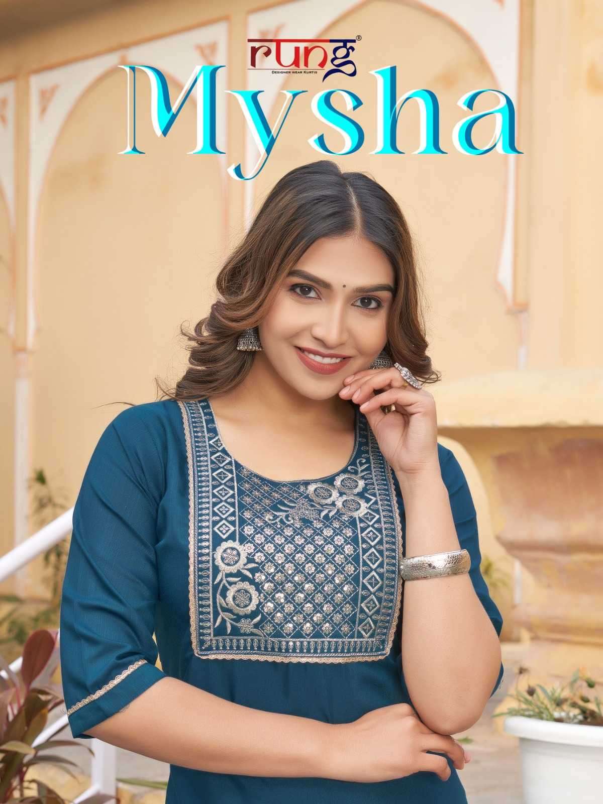 rung mysha series 01-08 heavy super soft rayon kurti 