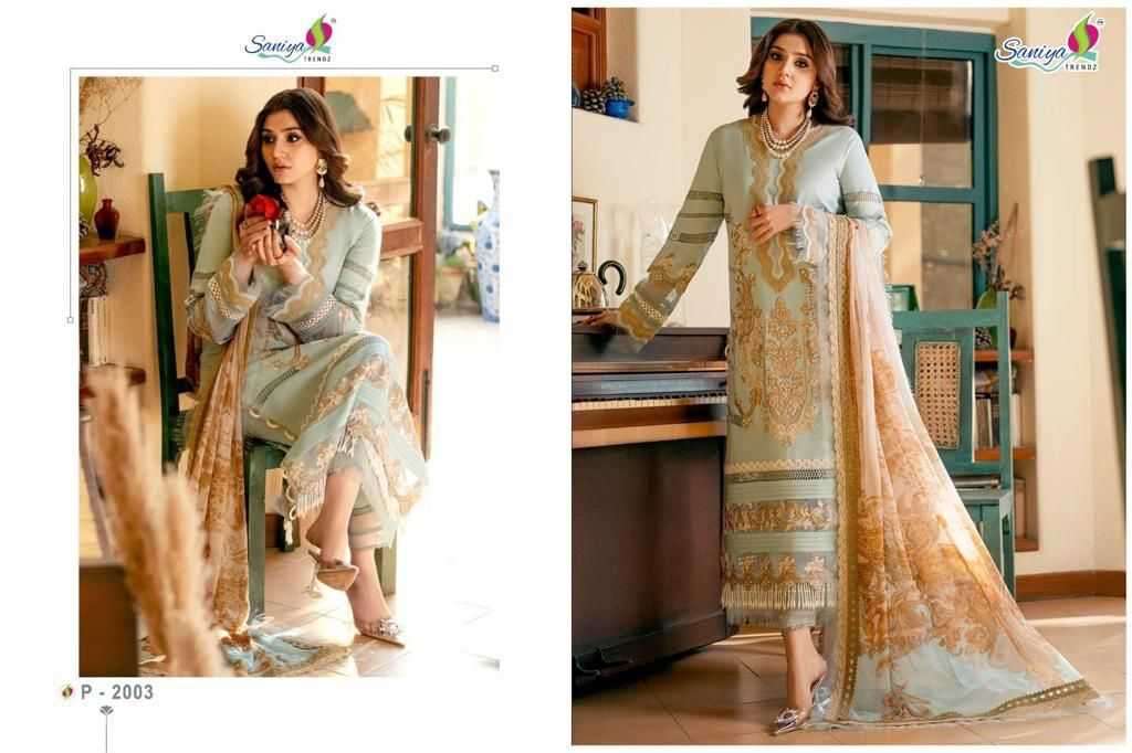 saniya trendz jade ombre 2003 cotton with embroidery single pakistani suit