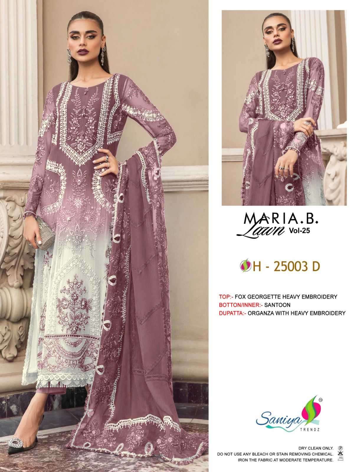 saniya trendz maria b lawn vol 25 abcd faux georgette suit 