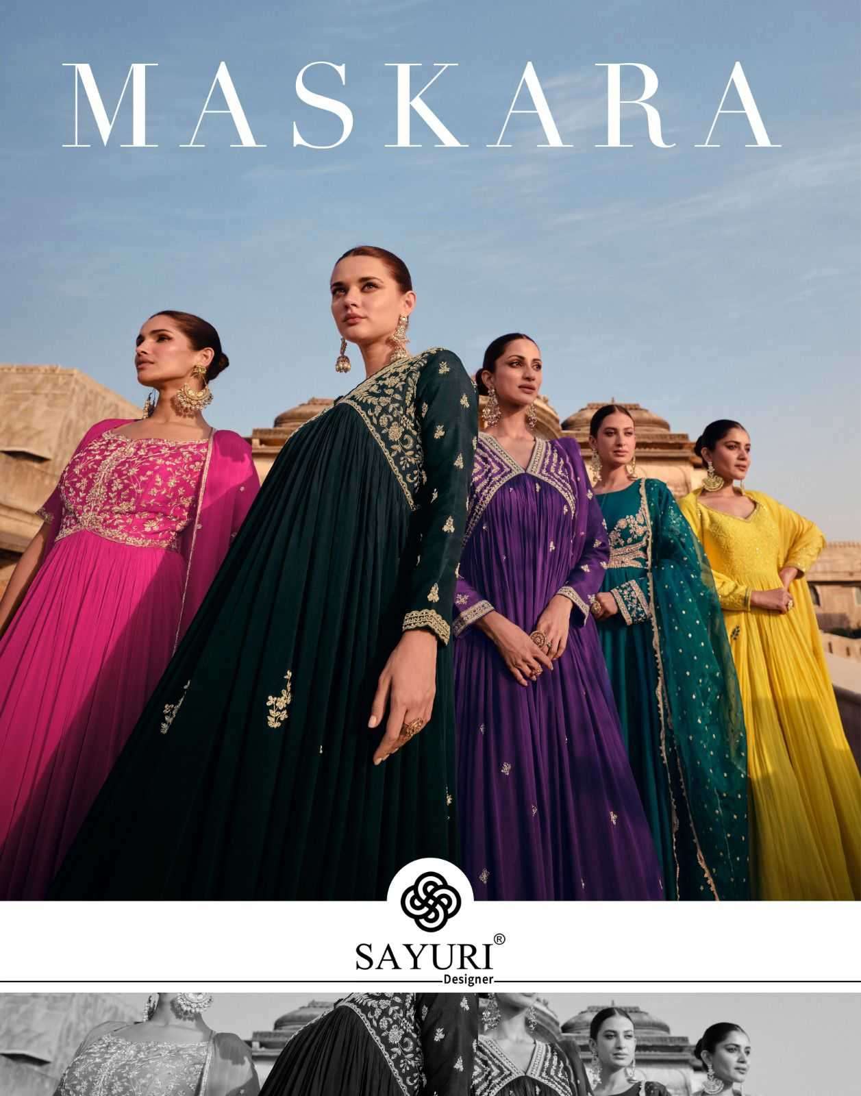 sayuri maskara series 5400-5404 chinon silk gown with dupatta