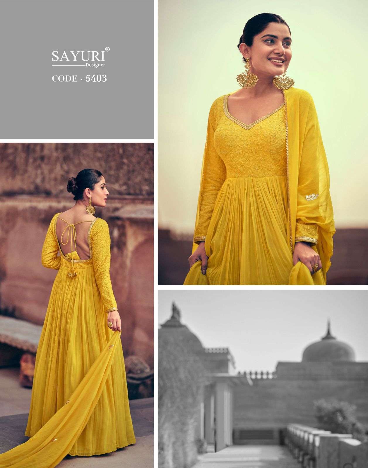 sayuri maskara series 5403 chinon gown with dupatta