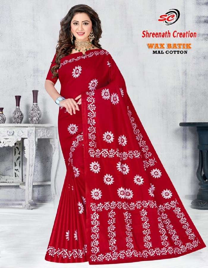 SC Rayon Wax Batic Heavy Cotton Printed Cotton Saree