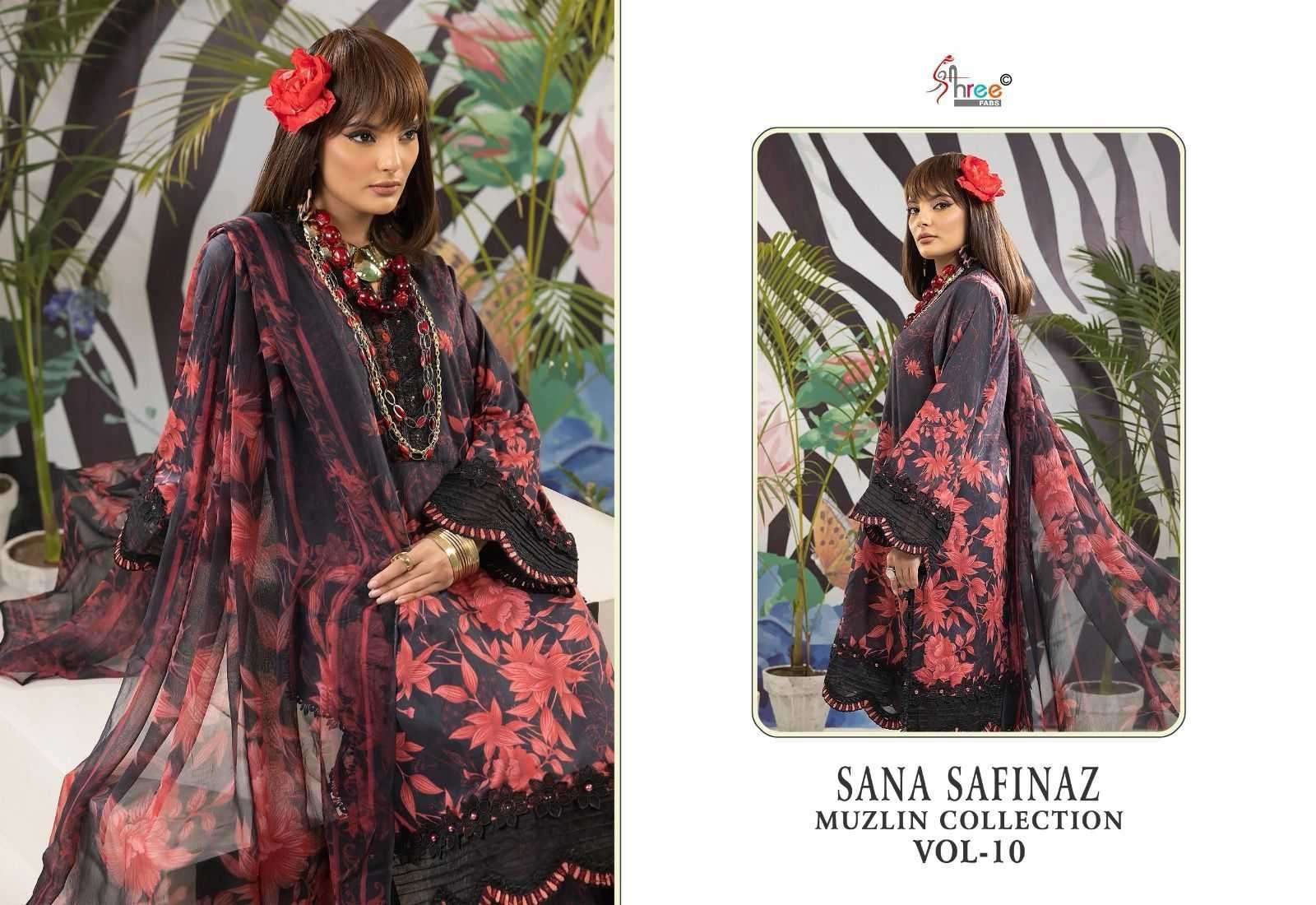 shree fab sana safinaz muzlin collection vol 10 series 3402-3404 pure cotton suit 