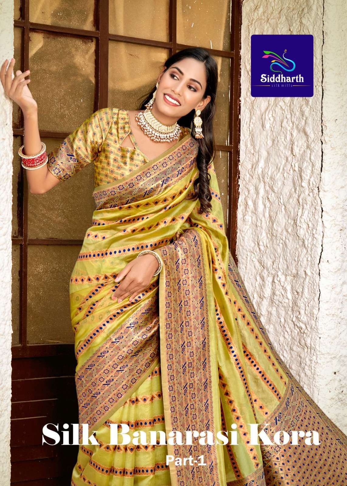 siddharth silk mills silk banarsi kora series 3001-3006 silk saree