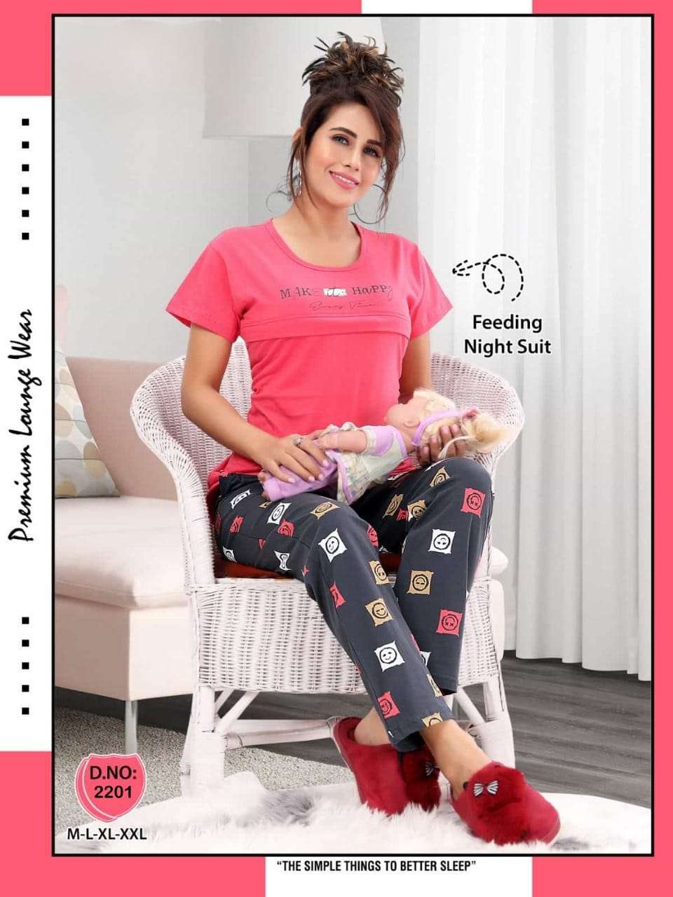 Sleepwell Vol 22 desinger pure premium hoseiry night suits