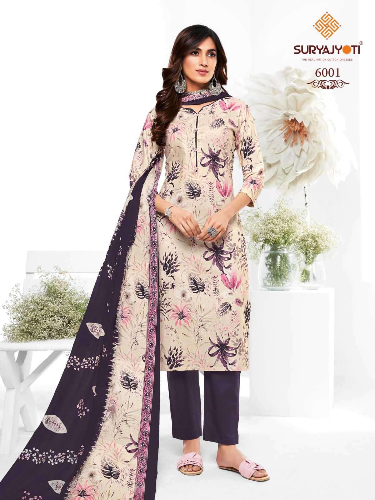 suryajyoti trendy cotton vol 60 series 6001-6020 cotton suit 