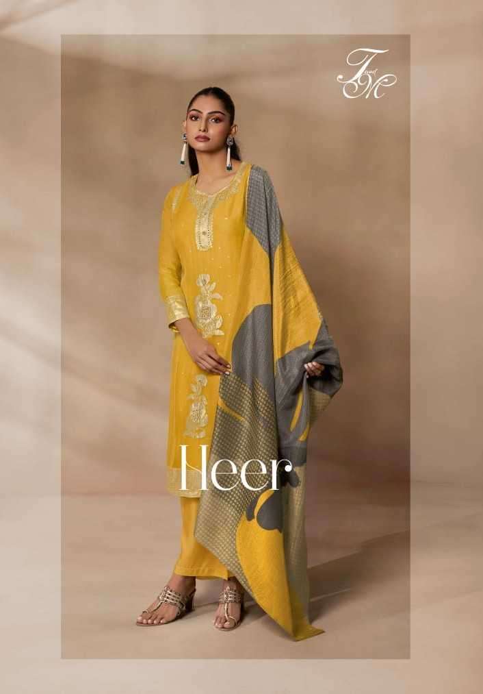t&m heer viscose organza fancy jacquard suit 
