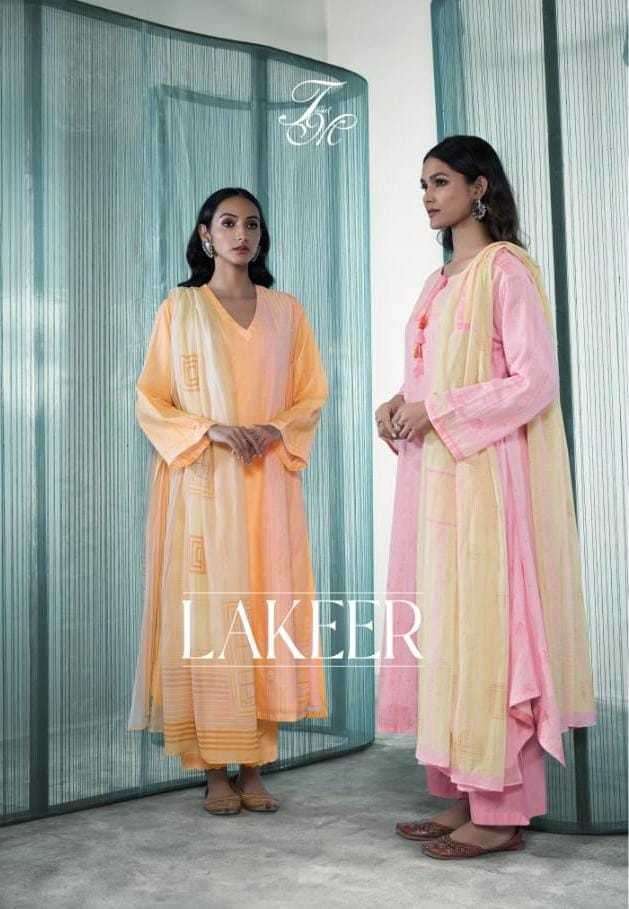 t&m lakeer viscose linen handwork suit 