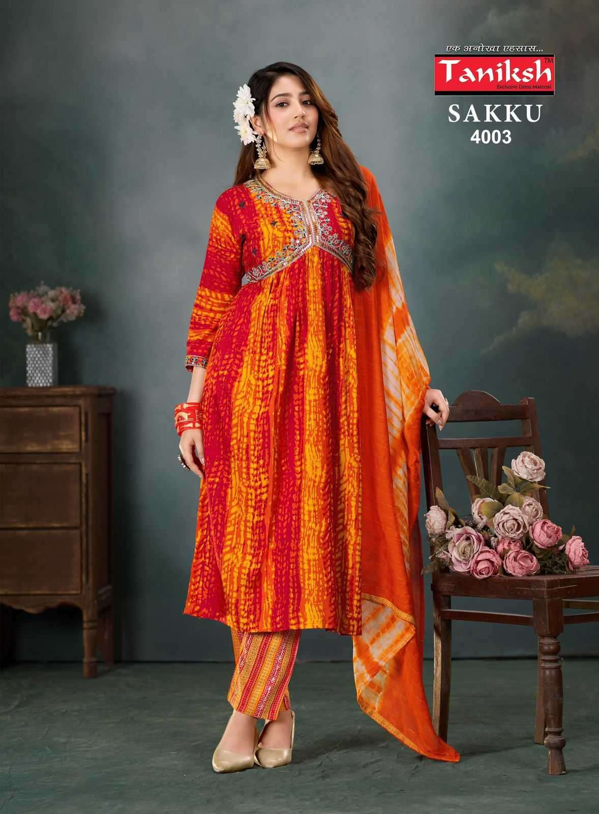 taniksh sakku vol 4 series 4001-4008 saburi rayon print readymade suit 