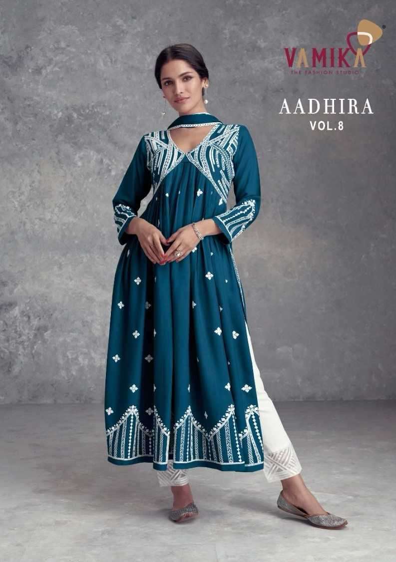 vamika aadhira vol 8 series 1110a-1110e pure rayon viscose suit 