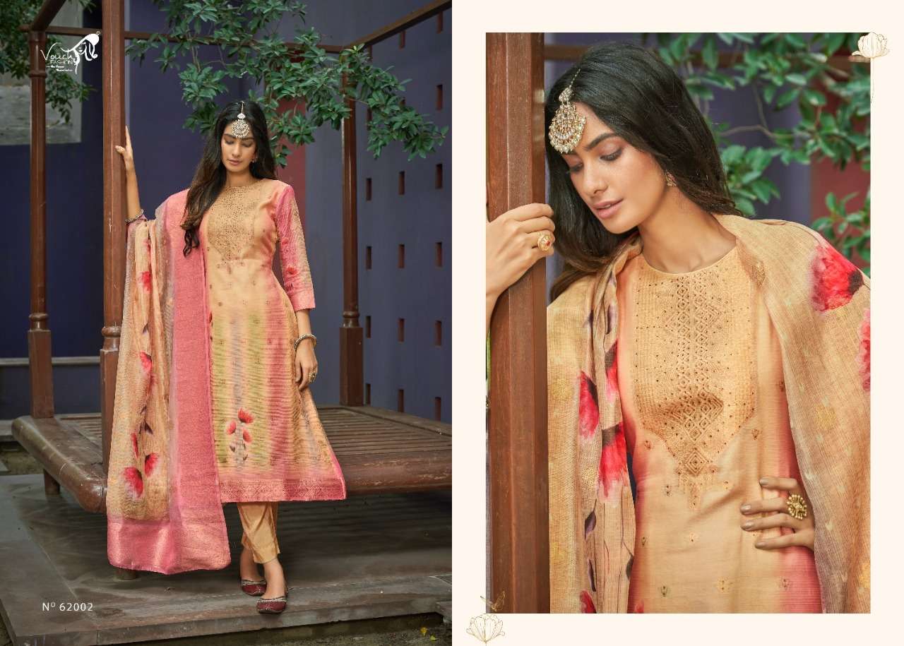 vouch rimzim series 62000-62006 designer chanderi jacquard suit 