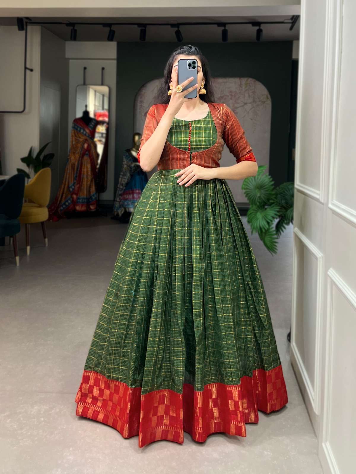 YNF5309PRT Zari Chex wedding special gown collection