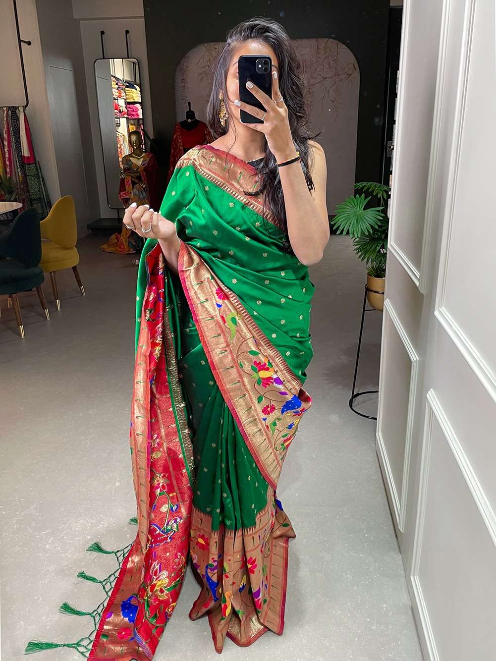 YNF7405GRN designer jacquard silk paithani saree