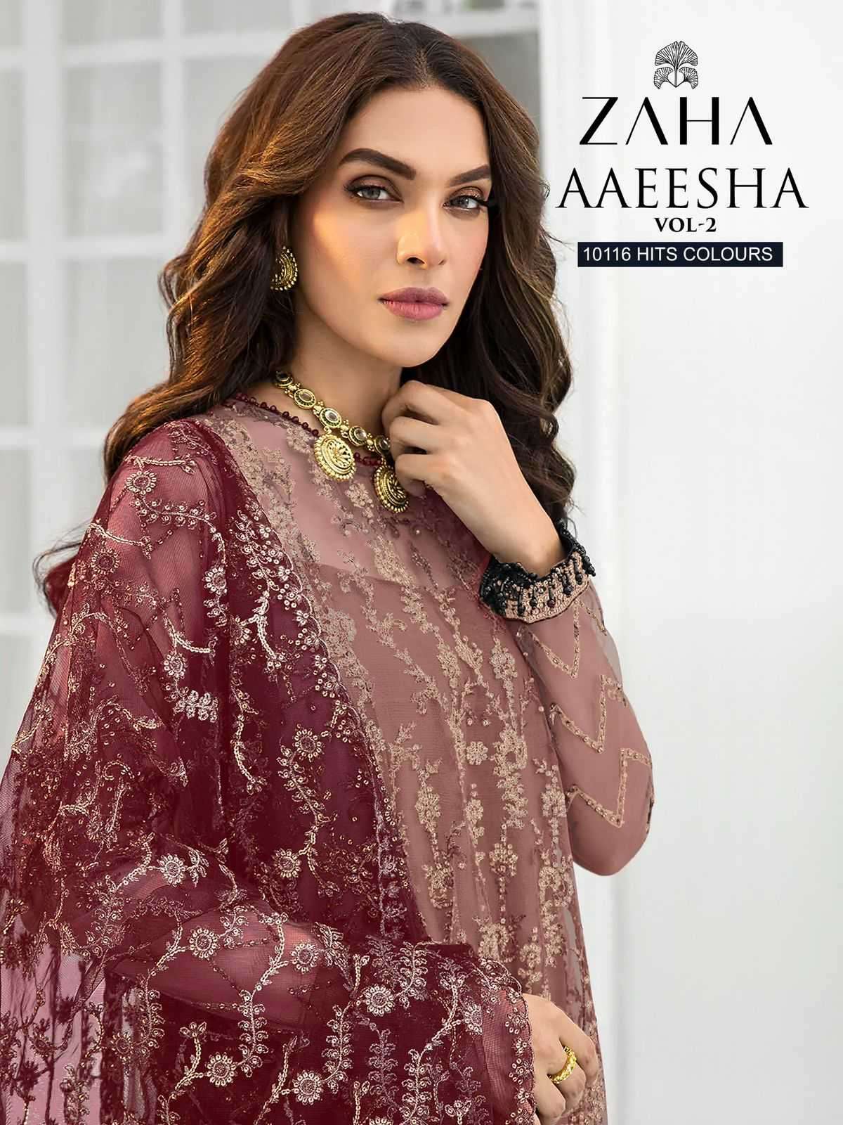 zaha aaeesha vol 2 10116 hits colours efgh georgette suit