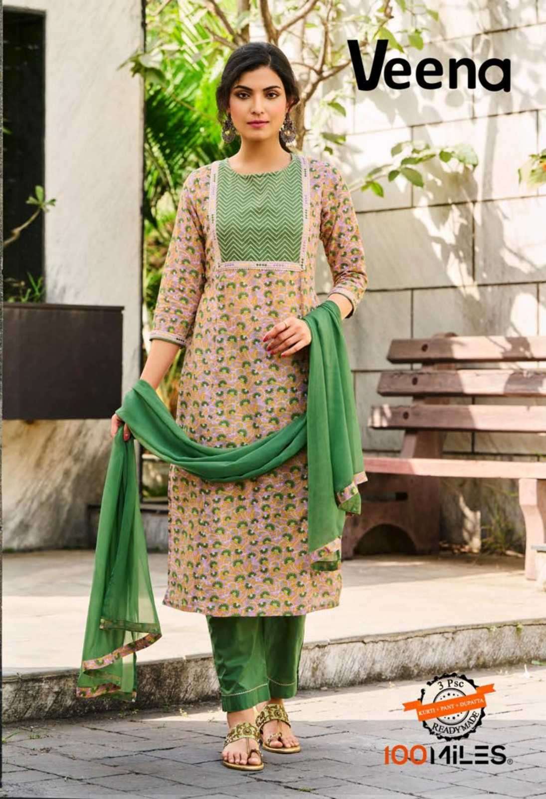 100 miles veena series 01-06 cotton readymade suit 