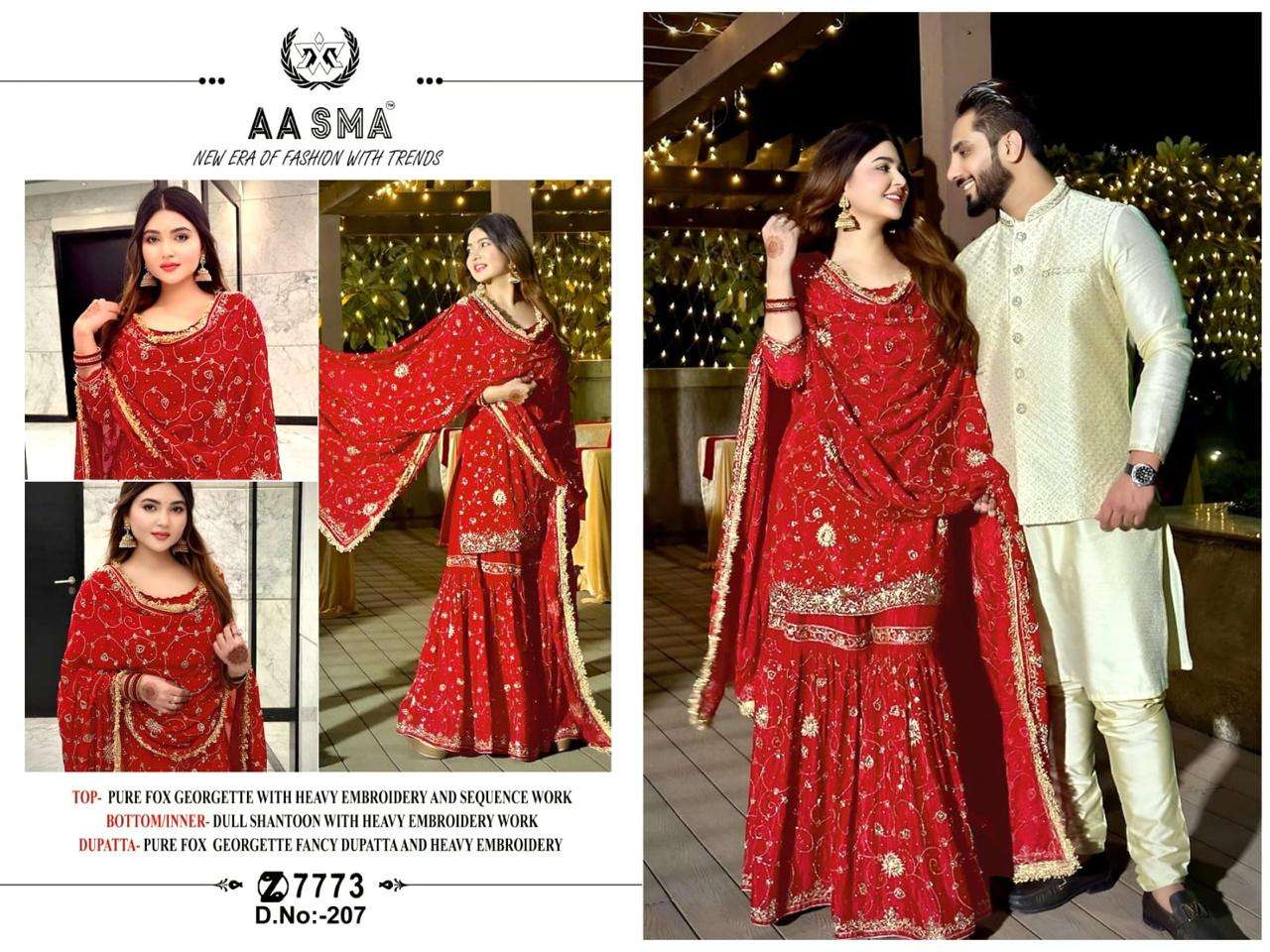 AASMA 207 designer Heavy Pure Fox Georgette suit