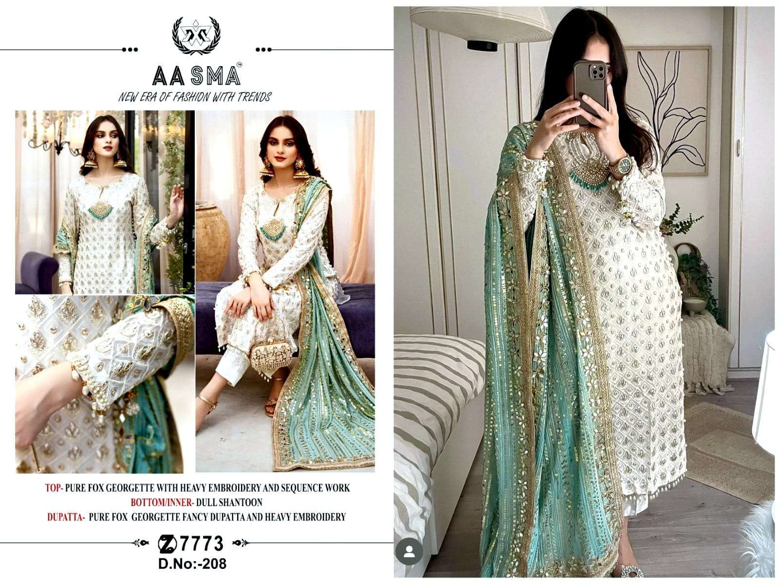 AASMA-208 DESIGNER Heavy Pure Fox Georgette SUIT