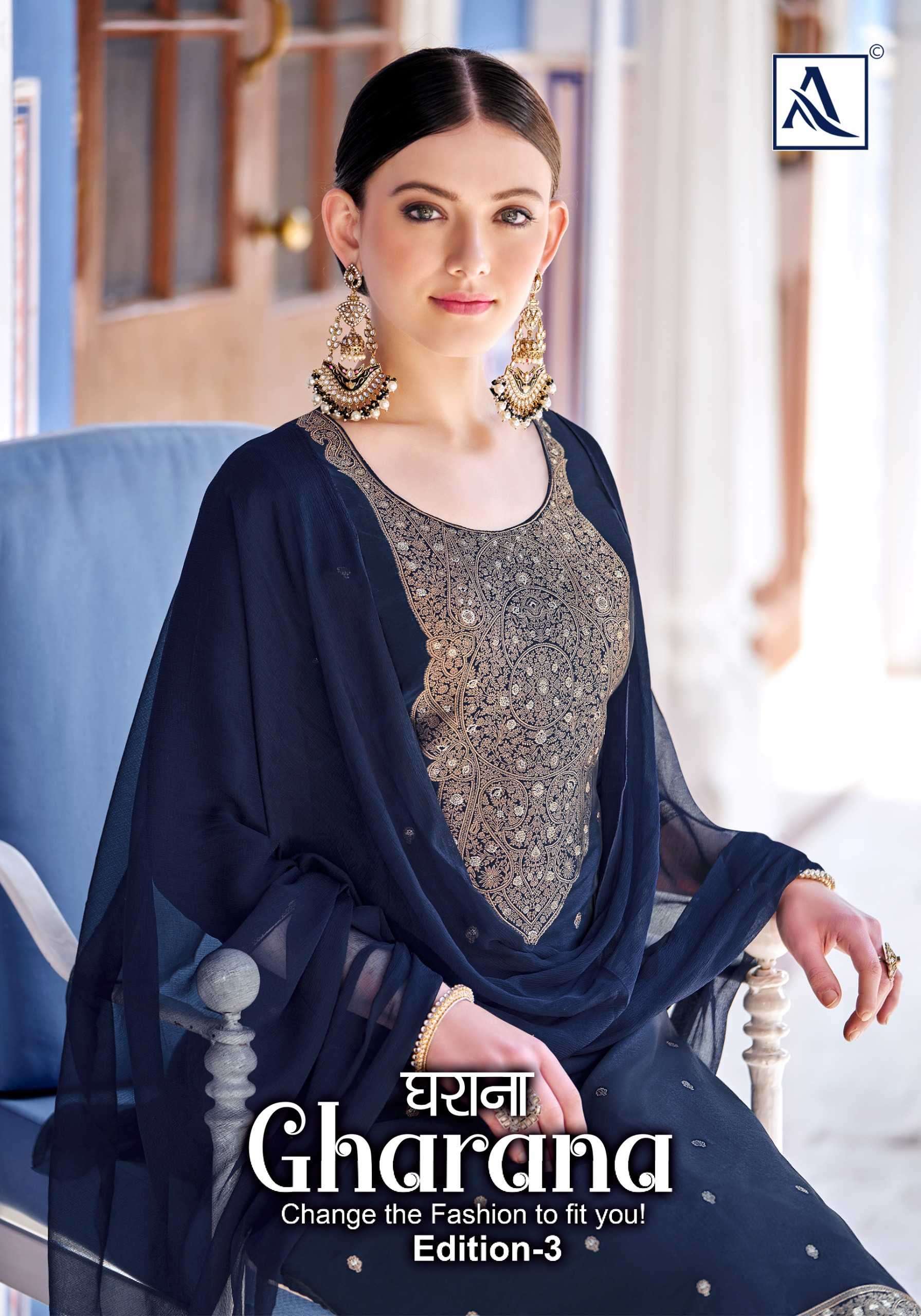 alok suit gharana vol 3 series 146001-146006 Premium Dola Jacquard suit