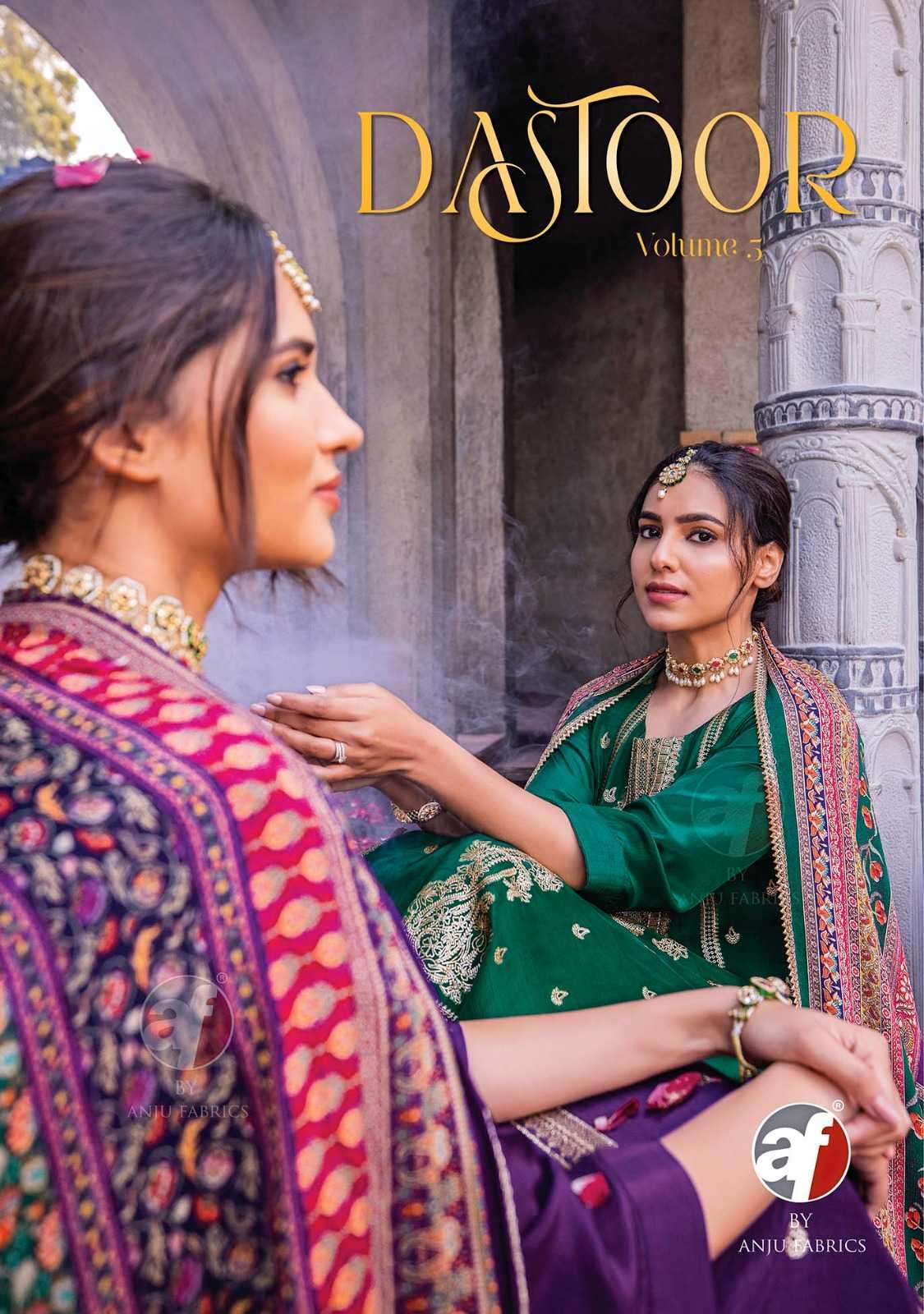 anju fab dastoor vol 5 series 3621-3625 pure natural crape readymade suit