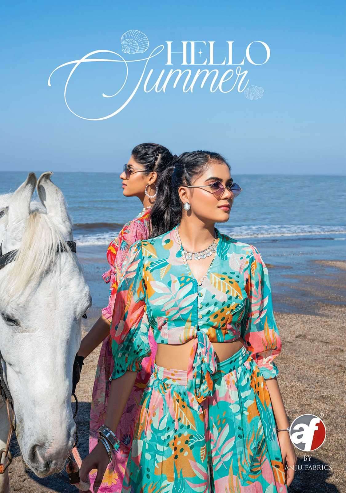 anju fab hello summer series 3521-3526 viscose chiffon crop top 
