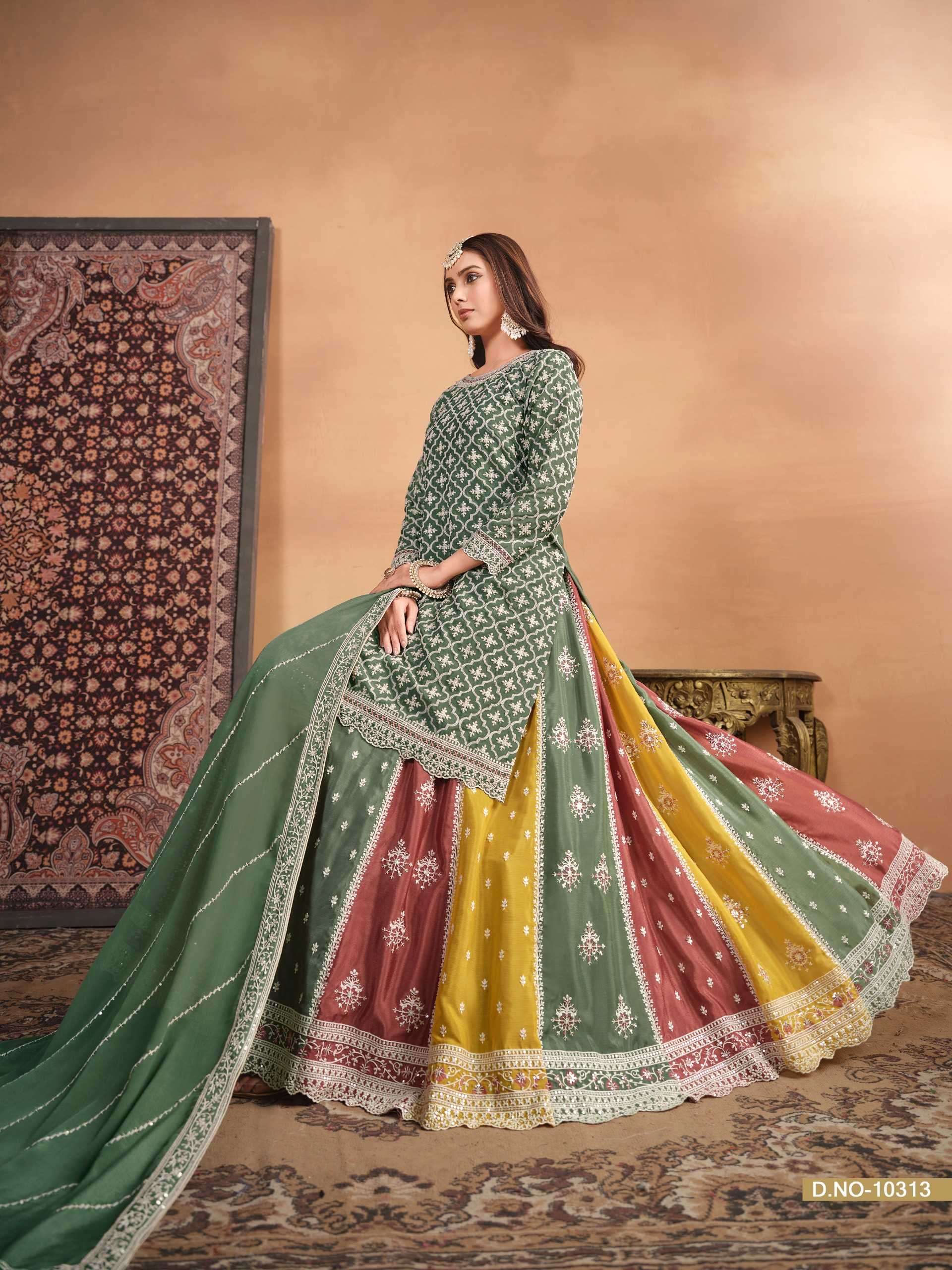 anjubaa vol 31 series 10311-10313 chinon lehemga kurti with dupatta 