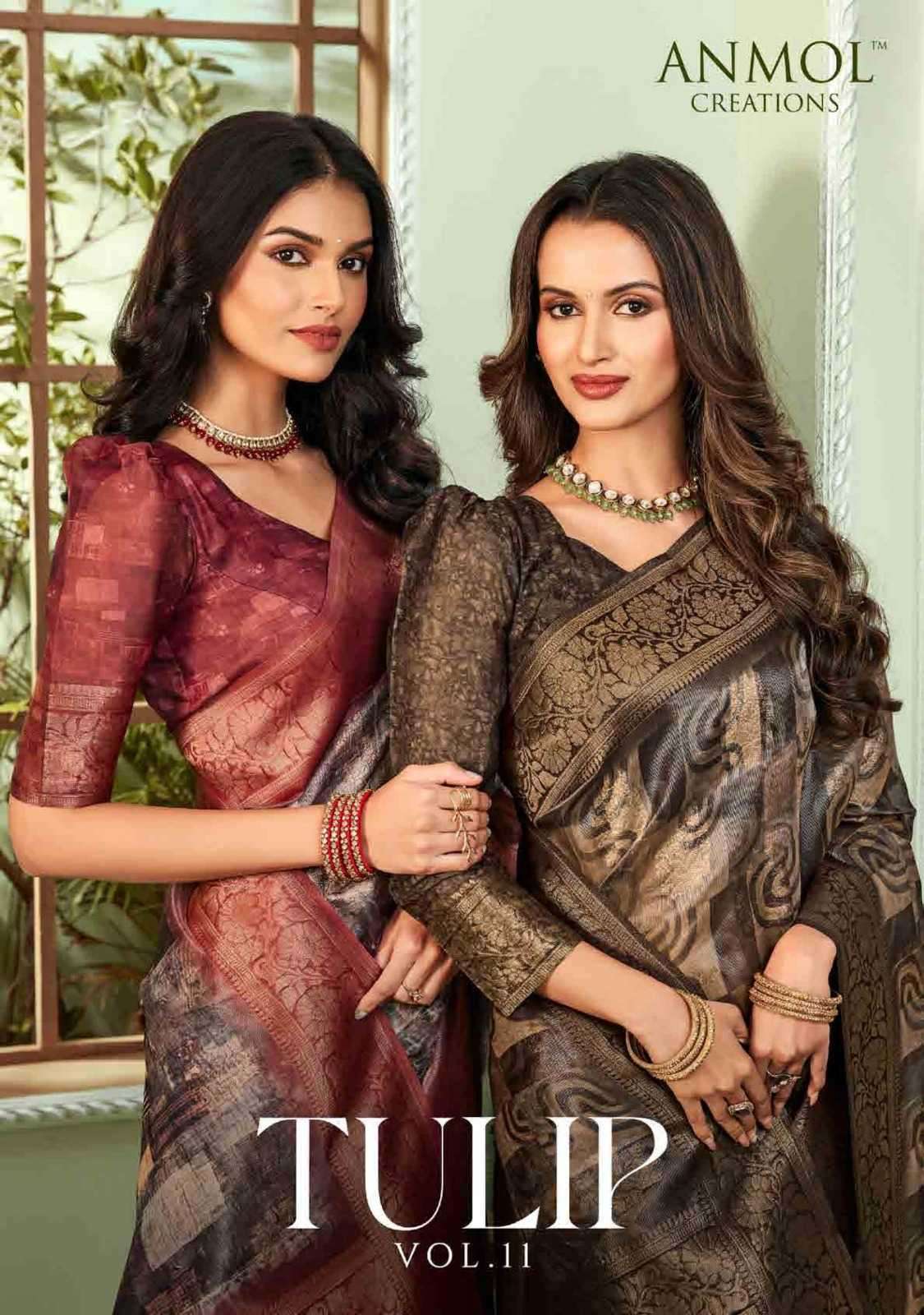 anmol tulip vol 11 series 1101-1110 tissue saree