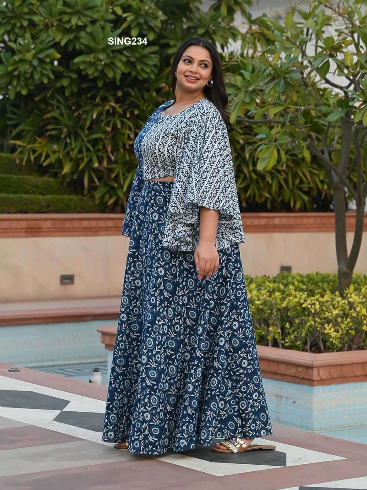 arya designs sing234 pure cotton top and skirt