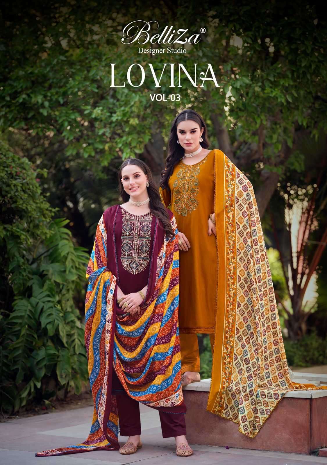 belliza lovina vol 3 series 889001-889008 Pure Viscose Rayon Slub suit