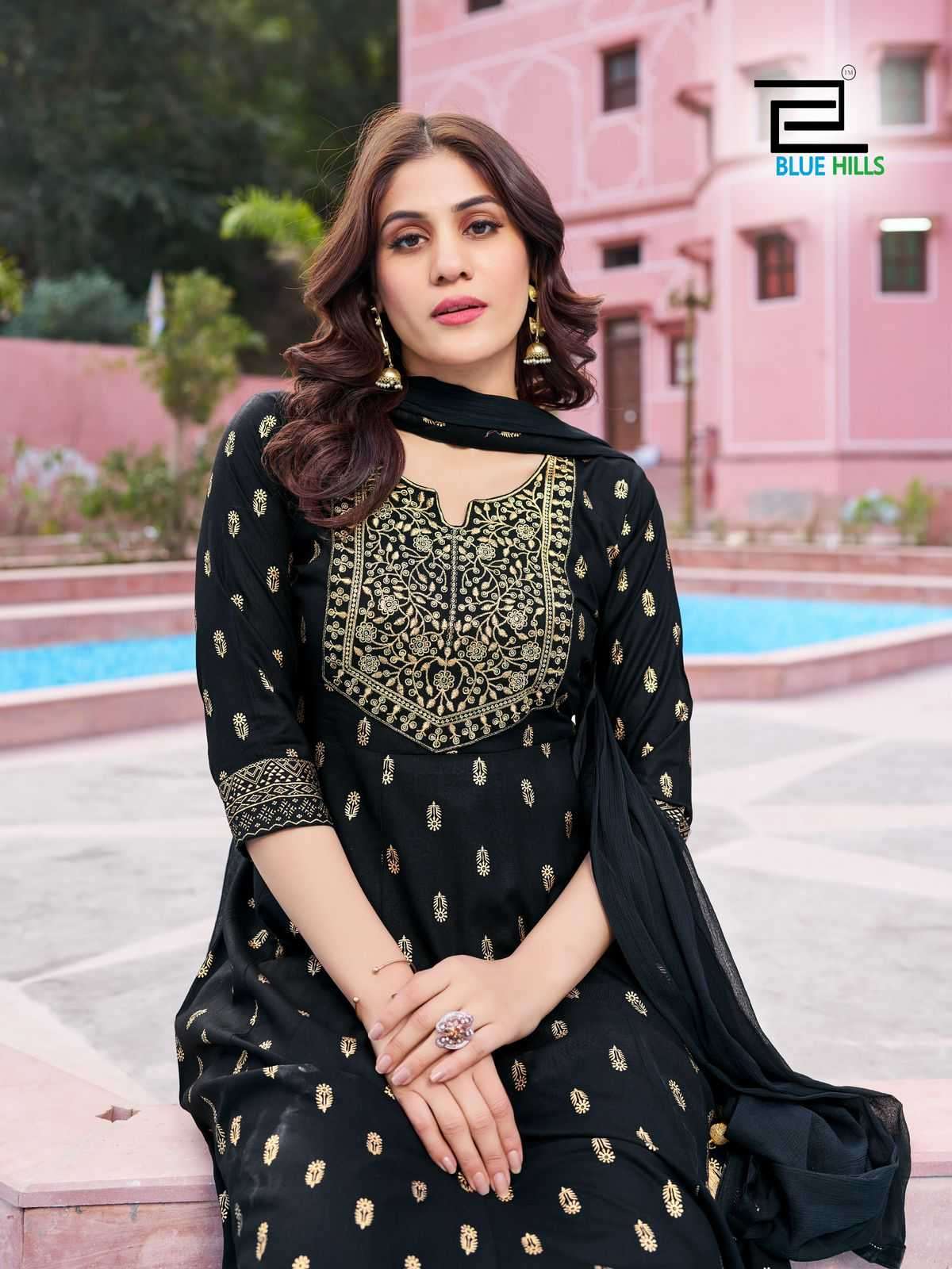 blue hills shreya series 1001-1008  Rayon Liva readymade suit 