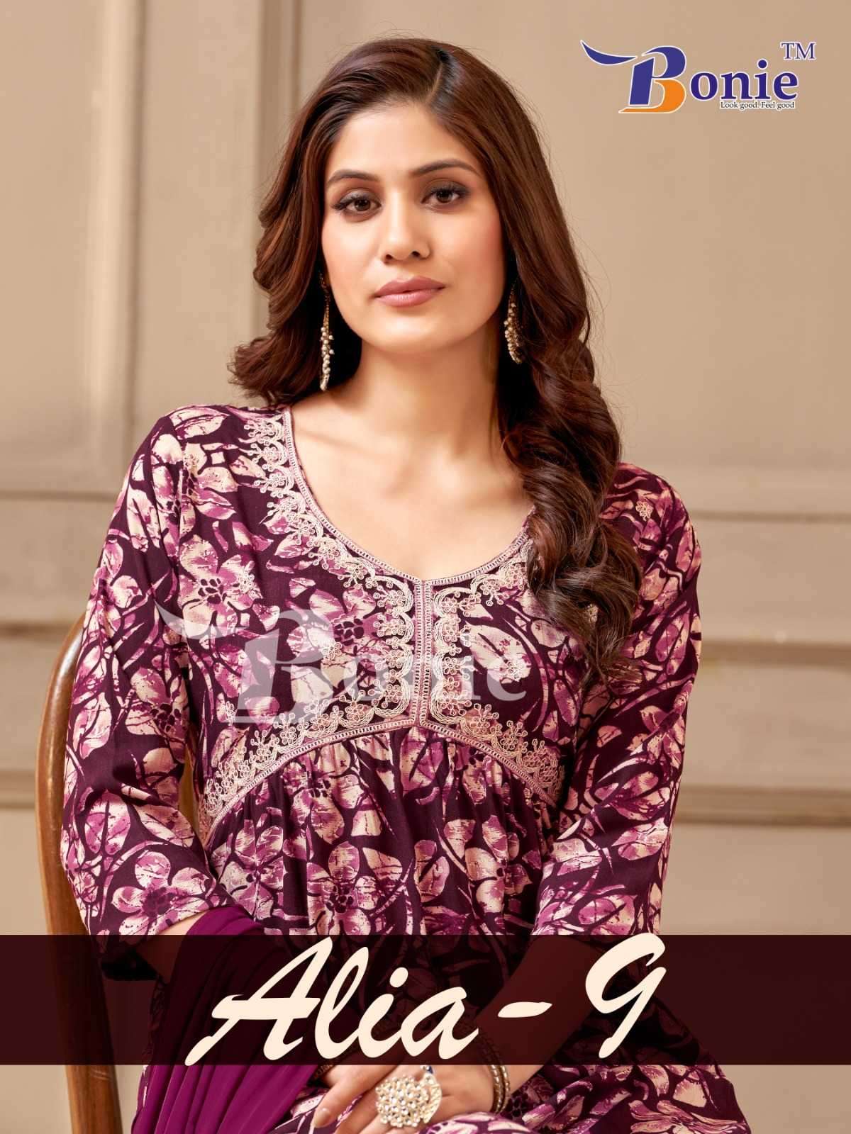 bonie alia vol 9 series 9001-9007 heavy rayon readymade suit 