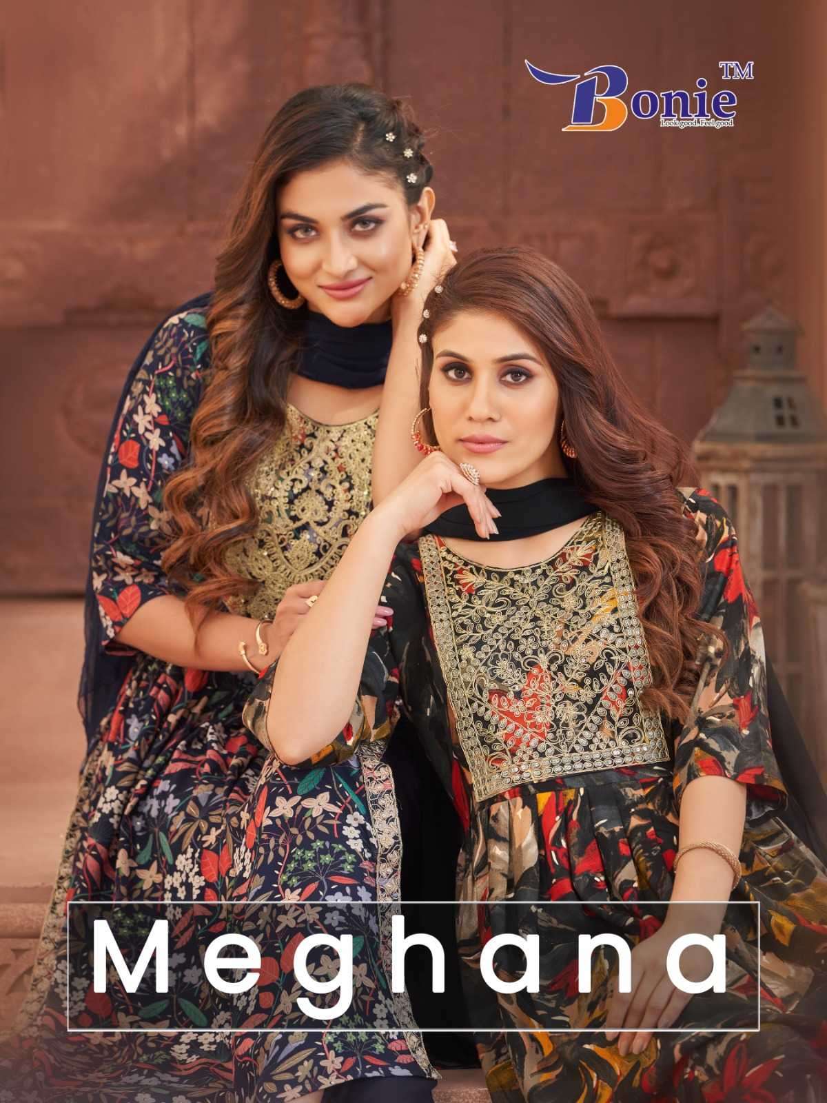 bonie meghana series 1001-1007 rayon readymade suit 