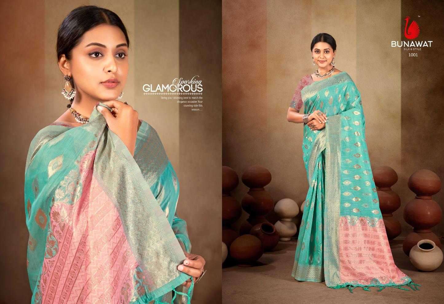 bunawat pasmina cotton series 1001-1006 Linen saree