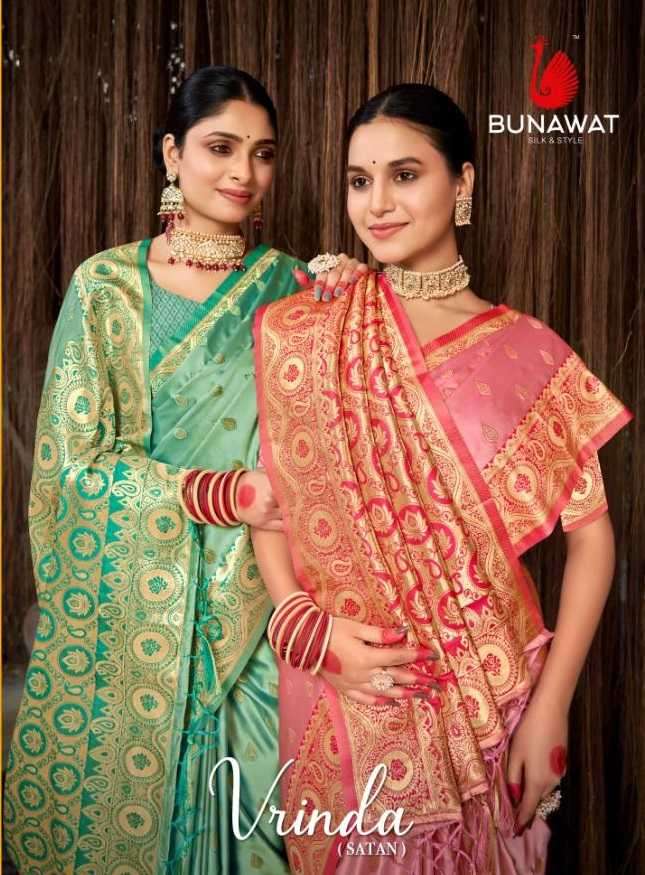 bunawat Vrinda satin silk series 1001-1006 satin silk saree