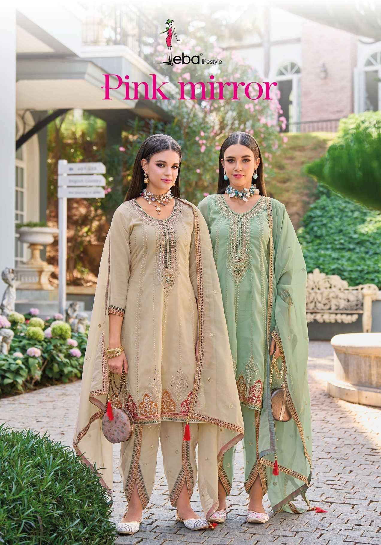 eba pink mirror series 1683-1684 Simar organza readymade suit 