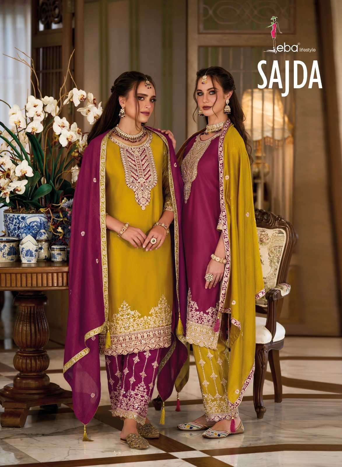 eba sajda series 1663-1664 premium silk readymade suit 