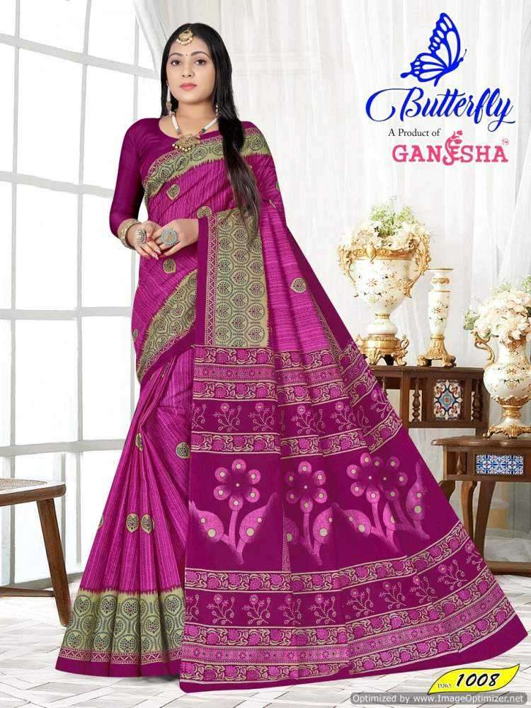 falak ganesha butterfly series 1008-1017 Heavy Cotton Printed saree